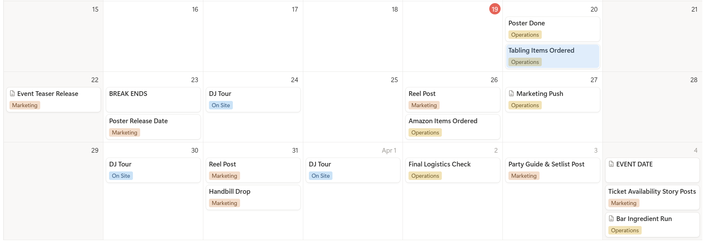 AfroFusion After Dark content calendar