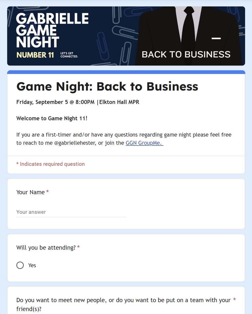 Game Night room full