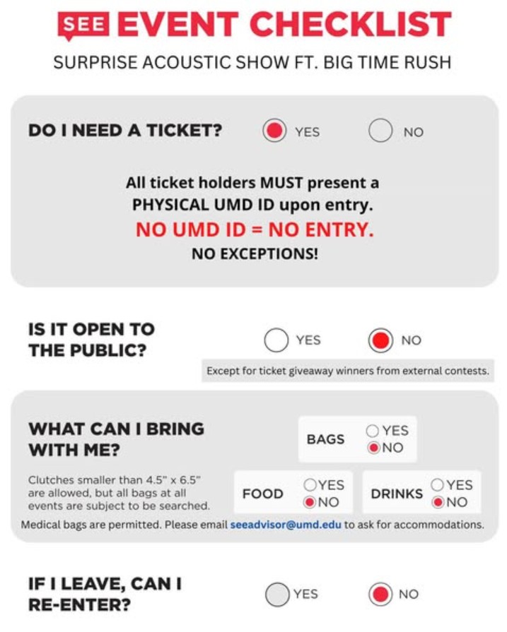 Event checklist, before redesign